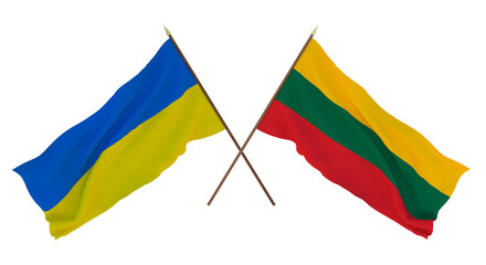 Background for designers, illustrators. National Independence Day. Flags of Ukraine and Lithuania