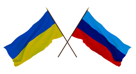 Background for designers, illustrators. National Independence Day. Flags of Ukraine and Lugansk People's Republic