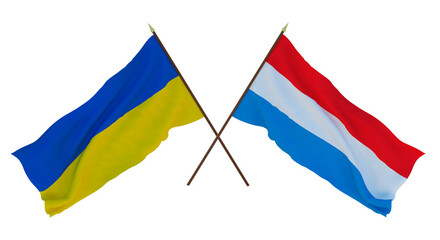 Background for designers, illustrators. National Independence Day. Flags of Ukraine and Luxembourg