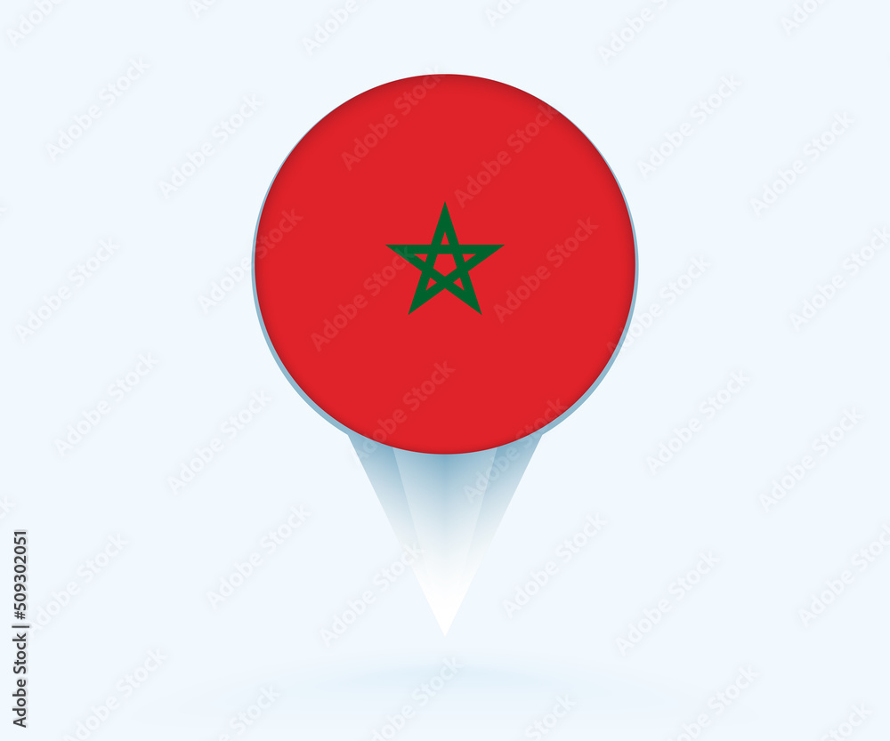 Wall mural Map pointer with flag of Morocco.