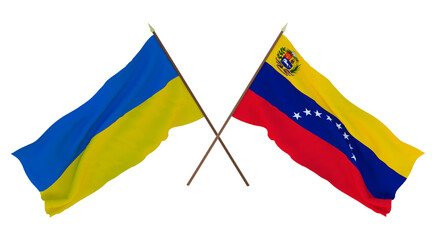 Background for designers, illustrators. National Independence Day. Flags of Ukraine and Venezuela