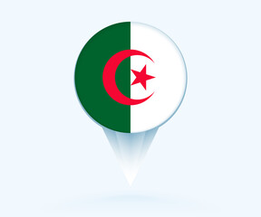 Map pointer with flag of Algeria.
