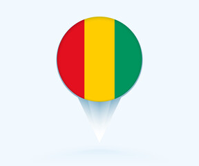 Fototapeta premium Map pointer with flag of Guinea.
