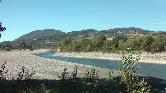 The Trebbia river near the town of Travo (Italy)