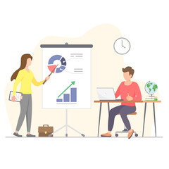 School students sitting at desk in classroom. Vector illustration education, teacher job concept