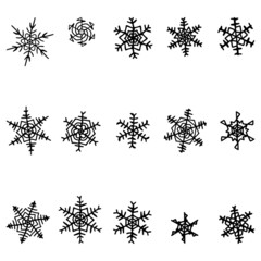 Snowflake hand drawn vectors. Snowflake ornament Template for new year and Christmas winter design
