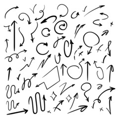 Hand drawn pointer arrows vector set.