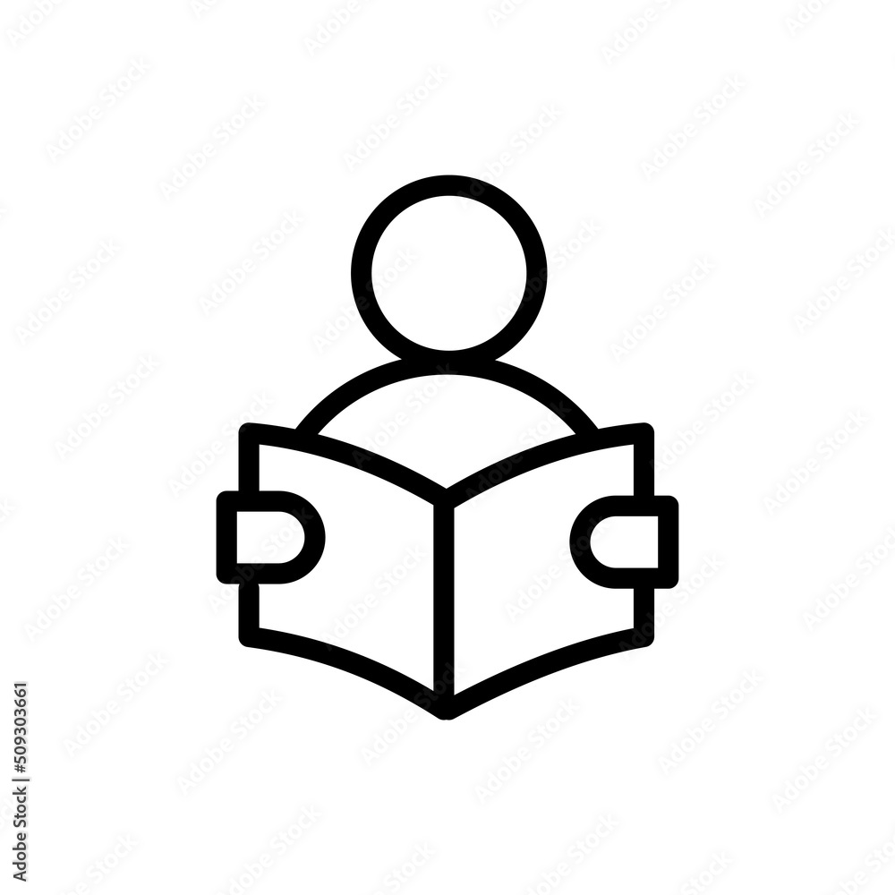 Aufkleber reading book icon vector template. reader vector icon in linear, outline icon isolated on white back
