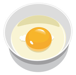 Raw egg in a bowl against white background
