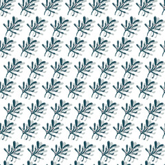 mistletoe branches botanical christmas vector seamless pattern
