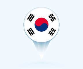 Map pointer with flag of South Korea.