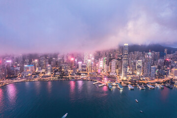 Fototapeta na wymiar Amazing night of Victoria Harbour, Hong Kong