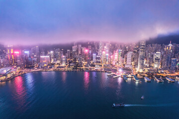Fototapeta premium Amazing night of Victoria Harbour, Hong Kong