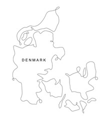 Line art Denmark map. continuous line europe map. vector illustration. single outline.