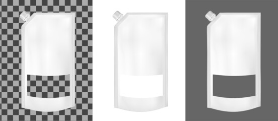 White vector doy pack mock up with cap