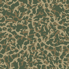 Naklejka premium Fiber seamless camo texture. Weave pattern thread. Turing camouflage textile. Turing reaction. Organic green khaki background. Vector wallpaper urban camouflage textile
