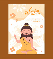 Guru Purnima of Indian Festival Vertical Poster Template Social Media Flat Cartoon Background Illustration