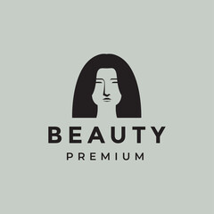 beauty woman hair style logo design vector