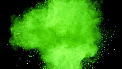 Super Slow Motion Shot of Moving Green Powder Cloud Isolated on Black Background at 1000fps. - Powered by Adobe