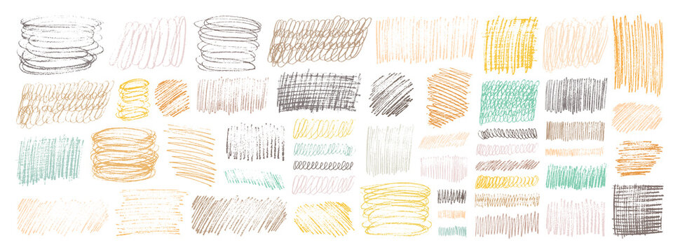 Grunge pencil sketches set. Grunge pen scribbles collection. Charcoal pencil hatches. Doodle scribbles set. Grungy textures and strokes.