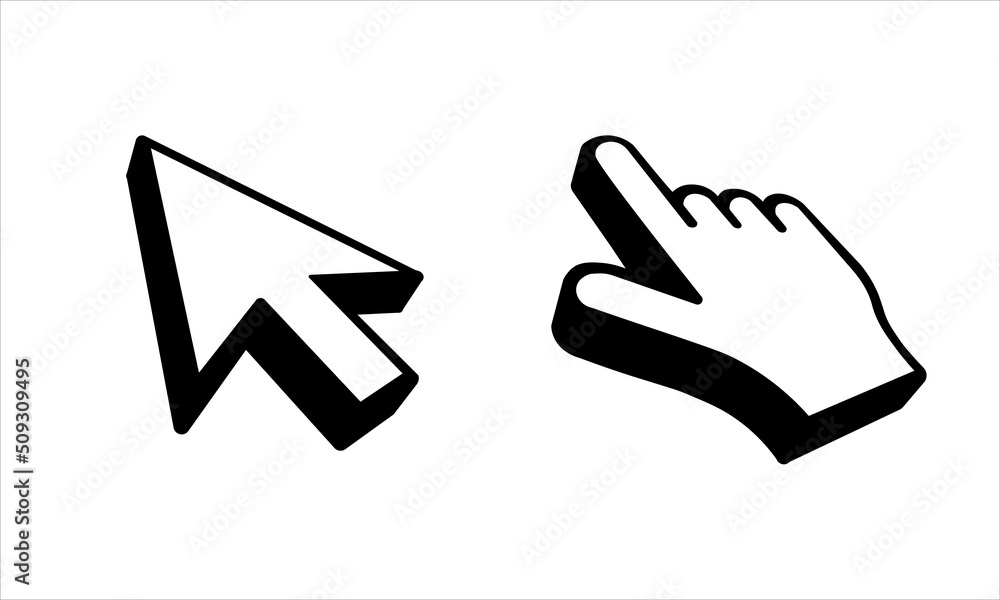 Poster 3d realistic mouse cursor icon cursor for computer eps10