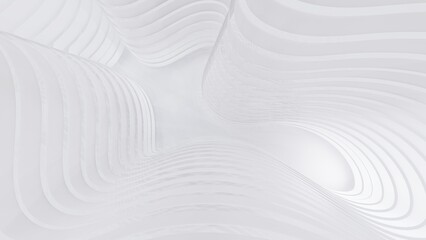 Abstract white background curved pattern in design 3d render