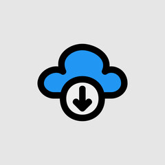 Cloud download icon in filled line style about essentials, use for website mobile app presentation