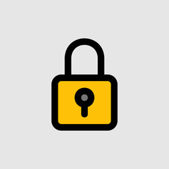 Padlock icon in filled line style about essentials, use for website mobile app presentation