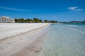 Fototapeta na wymiar Alcudia beach, Alcudia, Mallorca, Balearic Islands, Spain