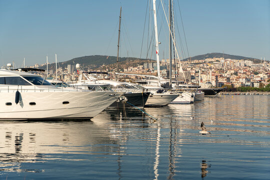 Image of marina and yachts taken with selective focus.