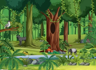 Wild animals in the forest scene © blueringmedia