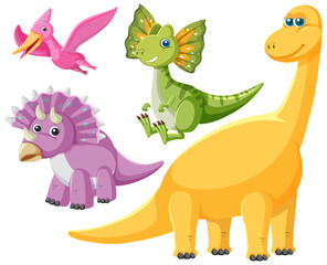 Obraz na płótnie Canvas Isolated cute dinosaurs cartoon characters