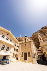 Convent of Saint Thecla in Maaloula. Maaloula is one of the last remaining places where language of...