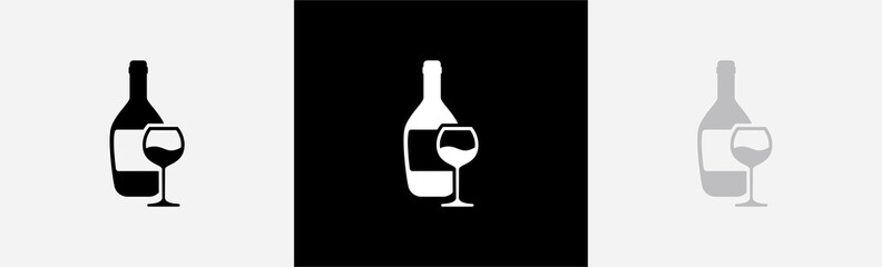 Wine icon. Wine bottle with wine glass symbol, Alcohol sign, vector illustration
