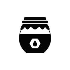Honey icon in black flat glyph, filled style isolated on white background