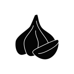 Garlic icon in black flat glyph, filled style isolated on white background