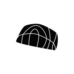 Fish fillet icon in black flat glyph, filled style isolated on white background