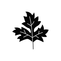 Parsley icon in black flat glyph, filled style isolated on white background