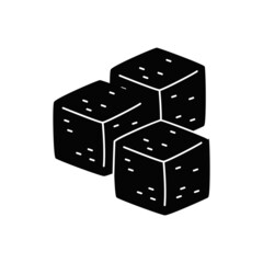 Sugar icon in black flat glyph, filled style isolated on white background