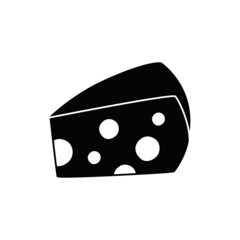 Swiss cheese icon in black flat glyph, filled style isolated on white background