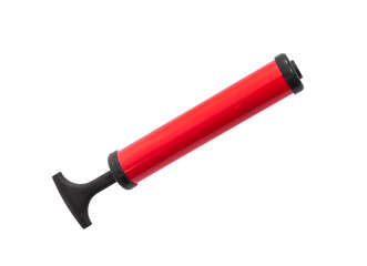 one red manual pump