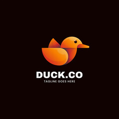 Vector Logo Illustration Duck Gradient Colorful Style.