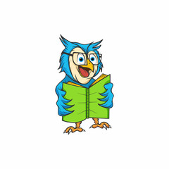  owl reading a book logo