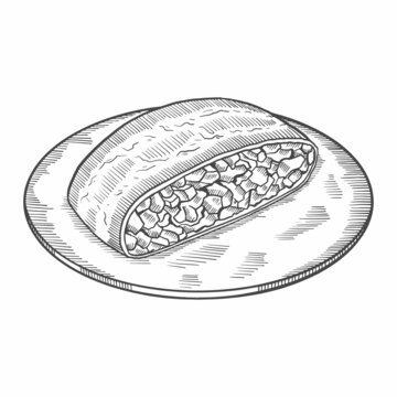 apfelstrudel german or germany cuisine traditional food isolated doodle hand drawn sketch with outline style