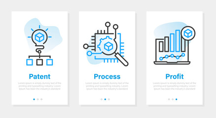 Vector banners with patent icons and texts