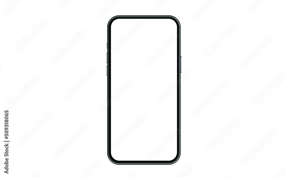 Poster smartphone mockup frame less blank screen, 3d isolated illustration cell phone template for infograp
