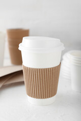 Takeaway paper cup on table