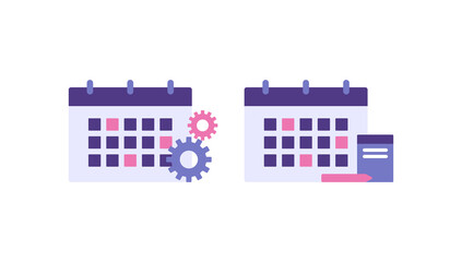 schedule management icon. scheduling. calendar settings. planning. flat cartoon illustration. concept design. symbol element