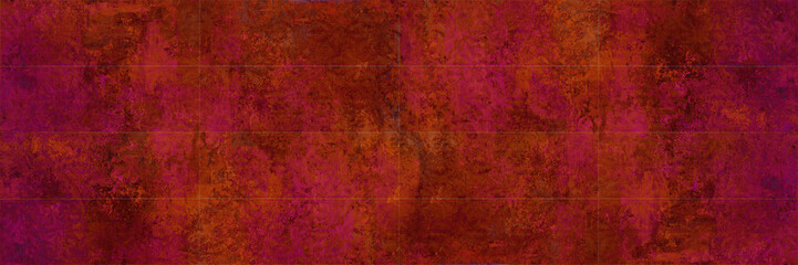 Old retro vintage worn abstract colorful pink red rectangular tiles wall texture background banner pamorama