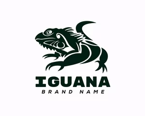 Foto op Canvas black white silhouette lizard, iguanas art logo design template illustration inspirations © ShiipArts